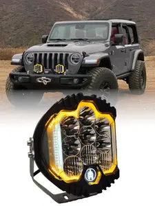GG2ez Amber/White 5-7 Inch 50-90W Waterproof LED Fog Lights for Trucks IP67 Off-Road Vehicle Replacement Lights