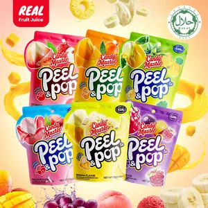 Candy Master Peel & Pop Peelable Gummy - 6 Fruity Flavors (Banana, Lychee, Grape, Peach, Mango, Pineapple) - Juicy & Chewy | Halal Certified | Idea for Kids & Snack Lovers