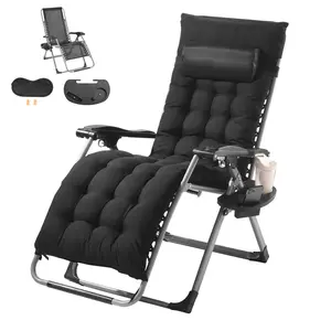 fathersdaygift VEVOR Zero Gravity Chair, 26 inch Zero Gravity Recliner Lounge Chair for Indoor and Outdoor, Adjustable Anti Gravity Chair with Cushion, Headrest, Footrest, and Cupholder, 500 lbs, Black