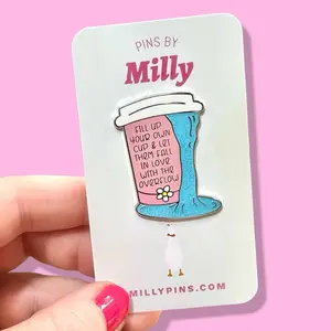 Self Love Enamel Pin – 'Fill Up Your Own Cup' Inspirational Quote Pin – Mental Health, Overflow Reminder, Motivational Gift - Harry Quote