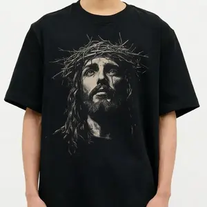Jesus Christian Graphic Tee Pure Cotton Casual Streetwear Daily Outings Religious Faith Fans Unisex Men Women Spiritual Gift Lovers Halloween Christmas Gift