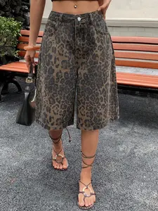 Trendy Five-Quarter Jeans for Women Summer New Plus Size Pear Body Shape Slimming Wide Leg Pants, Fashionable Denim Bottoms