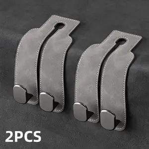 2PCS Car Seat Back Storage Hook, Car Seat Headrest Hook,Car Hooks for Purses and Bags, Purse Holder for Car, Leather Car Seat Back Storage Hook Double Hook Car Seat Hangers Organization Accessories