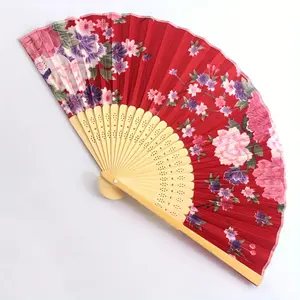 1Pcs/3Pcs Floral Flower Design Folding Hand Fan Japanese Vintage Folding Fan Chinese Retro Style Hand Fan with Wooden Ribs Decor Fan for Dancing Wedding Party Decorations Supplies