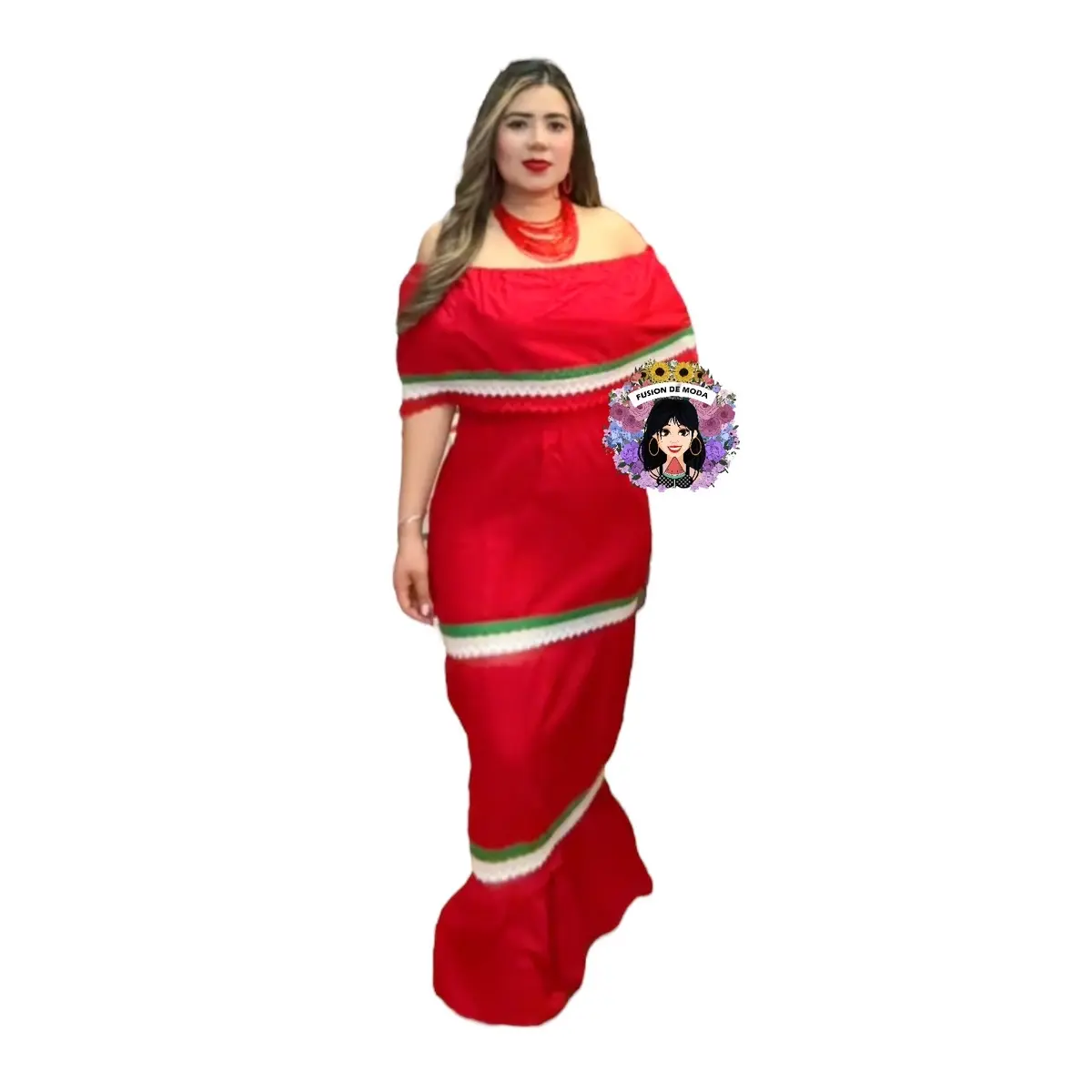Vestido Campesino liso tricolor