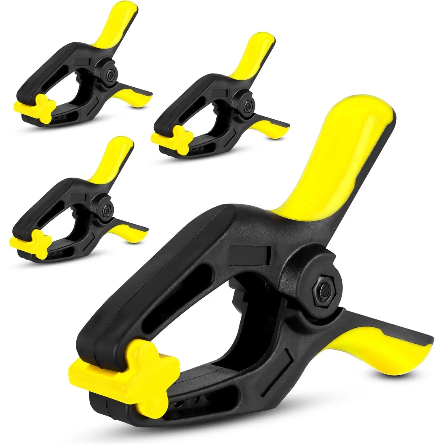 6 Inch Heavy Duty Clamps- Pack of 4 Large Plastic Spring Clamps for Woodworking and Pool Cover Clips with 3 inch Mouth Opening Crafts, Backdrop Stand and Cover Holding (6 Inch Pack of 4)