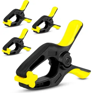 6 Inch Heavy Duty Clamps- Pack of 4 Large Plastic Spring Clamps for Woodworking and Pool Cover Clips with 3 inch Mouth Opening Crafts, Backdrop Stand and Cover Holding (6 Inch Pack of 4)