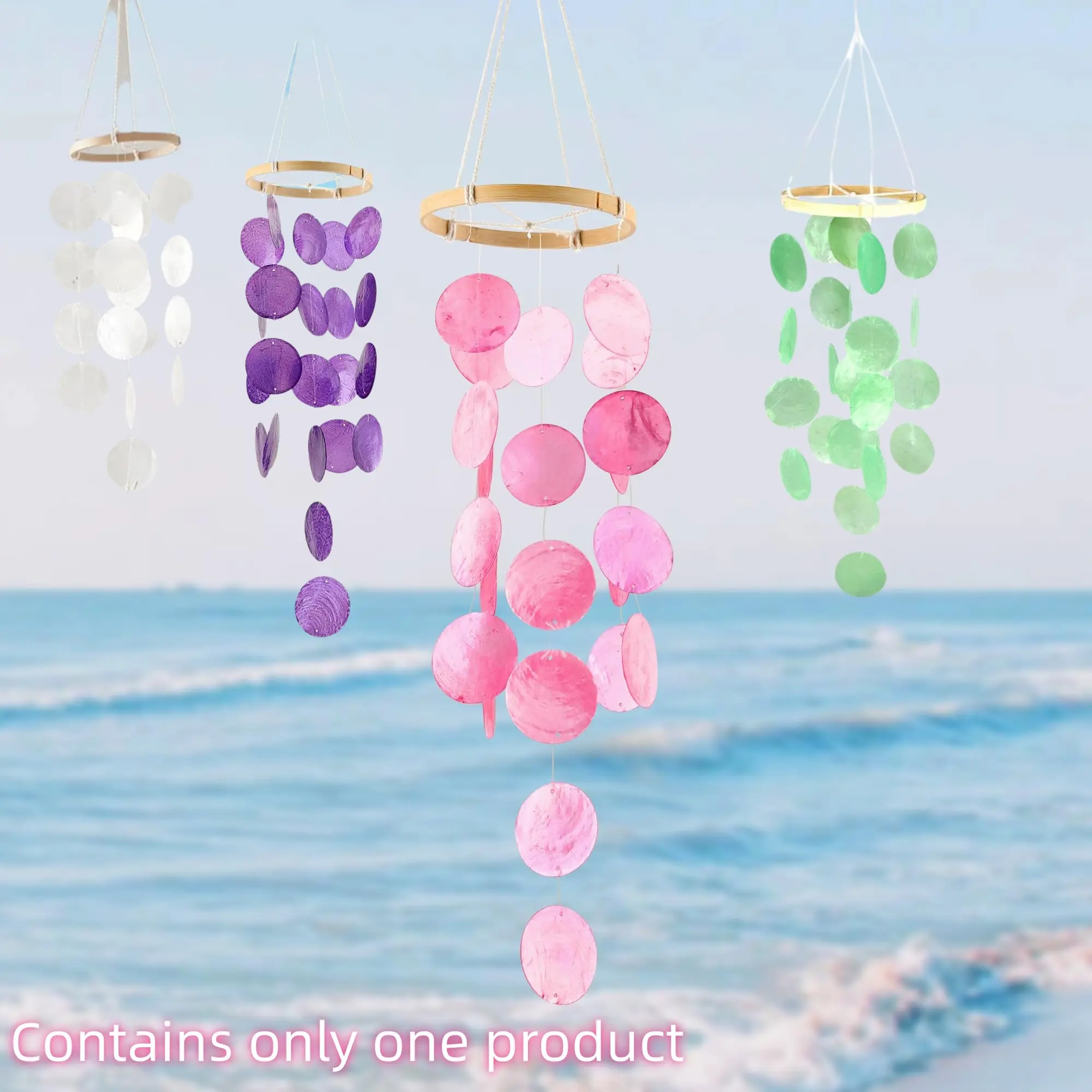 Shell Decor Hanging Wind Chime, 1 Count Colorful Handmade Decorative Shell Wind Chime, Hanging Decor for Home Garden Yard, Garden Accessories