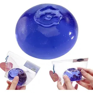 Handmade Silicon Taba Squishy Clear Blueberry，Safe & Non-toxic Sticky Big Jumbo Mochi Squishy Toy for Kids & Adults, Cute Stress-Relief Fidget Squeeze Toys for Relaxation & Sensory Play