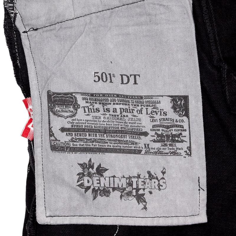 Denim Tears x Stussy x Our Legacy TTL Embroidered Logo Levi’s 501 Jeans Black Multi