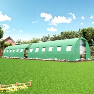 [Ships in 2 Boxes] AMERLIFE 34x10x7 FT Large Walk-in Tunnel Greenhouse for Outdoors with Watering System 2 Zipper Rolling Doors, Heavy Duty Greenhouse Enhanced Galvanized Steel Frame 14 Windows