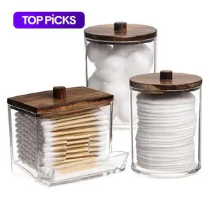 Clear Cotton Swab Storage Box, 2/3 Counts/set Storage Box with Lid, Home Organizer for Bathroom