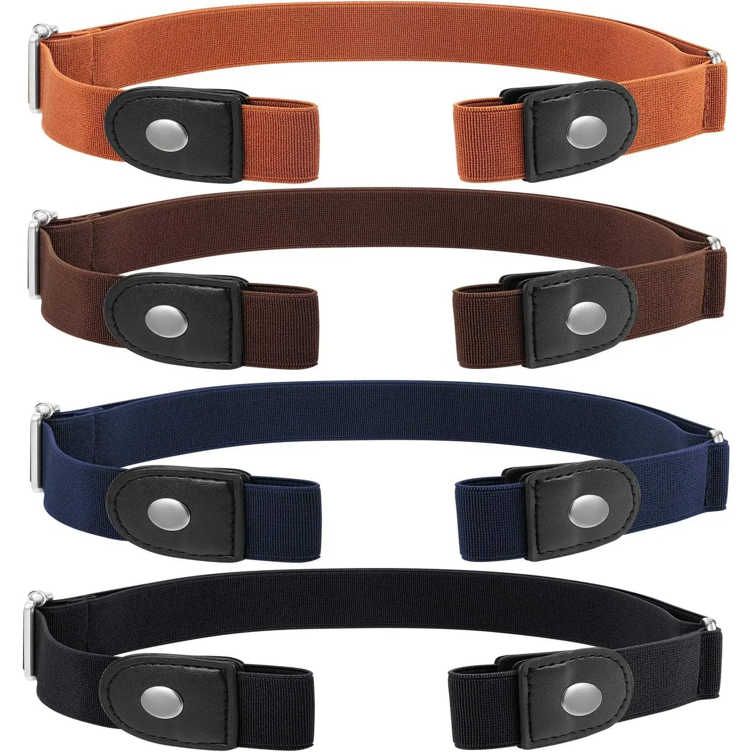 4 Pieces No Buckle Belt Women Elastic Stretch,Buckless for Man Comfortable Invisible Belt for Jeans Pants,DIY Hand Tools Kits,Springtok