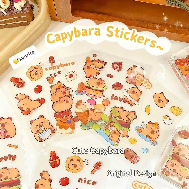 Capybara Stickers for Kids Girls Kawaii Panda Waterproof Cartoon Animal Stickers DIY Decorative Adhesive Sticker for Phone Case Stationery Party Gifts Original Design Kids' Valentine Exchanges scrapbooking  romance book sticker scrapbook supplies