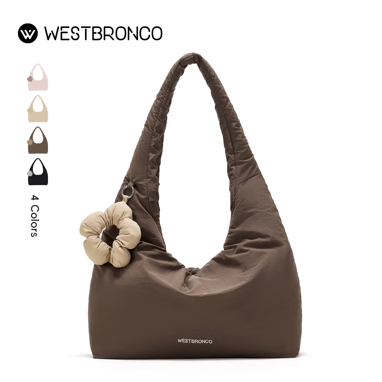 WESTBRONCO Puffy Hobo Tote City Bag Trendy Chic Lightweight Mom Bag Shoulder Casual Commuter Bag for Women Diaper Bag Purse Sweet Style Fashion Bag with Charm for College Work Travel Gift for her Back to School SummerSale