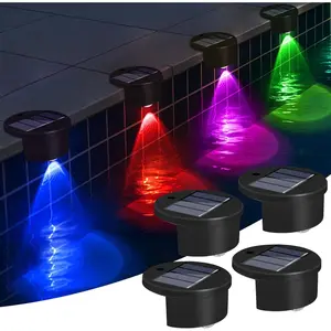 Solar above ground pool lights  waterproof swimming pool side light outdoor wireless inground pool lighting led lights for around pool waterfall stair fence deck decor accessories stuff