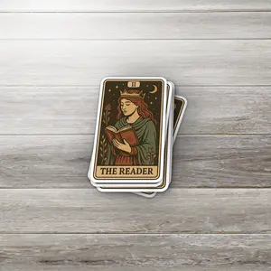 The Reader Tarot Sticker | Bookish Vinyl Sticker | Glossy Witchy Reader Gift