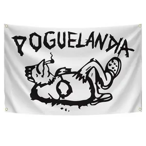 Poguelandia 3x5Ft Flag Funny Poster Tapestry for Wall Hanging College Dorm Men Cave Decor Outdoor Indoor Decoration Banner with 4 Brass Grommets