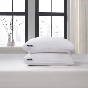 Serta King Cotton Blend European Down Firm Bed Pillow: Luxury Side Sleeper, White Duck Feather, 233 Thread Count