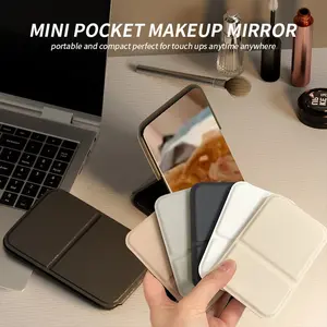 Portable Foldable Glass Travel Makeup Mirror, Mini Pocket Cosmetic Mirror, Handheld Washable, Ideal for Daily Outdoors, Dorm Students