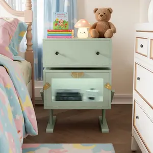 [Bellemave] 20.7" Wide Robot LED Nightstand with 360° Rotating Drawer, Modern End Table for Bedroom, Living Room