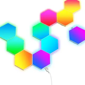 Hexagonal Light Panel Set, 10-Piece Smart APP Control RGB Hexagon LED Wall Lights with Remote & Music Sync, Perfect for Halloween & Gaming Decor