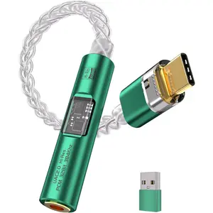 USB Type-C to 3.5mm Headphones Audio Jack Adapter, Hi-Res DAC Adapter with 8-Strand 4N Single  Copper -Plated , USB C to aux for Android  PC  (Green)