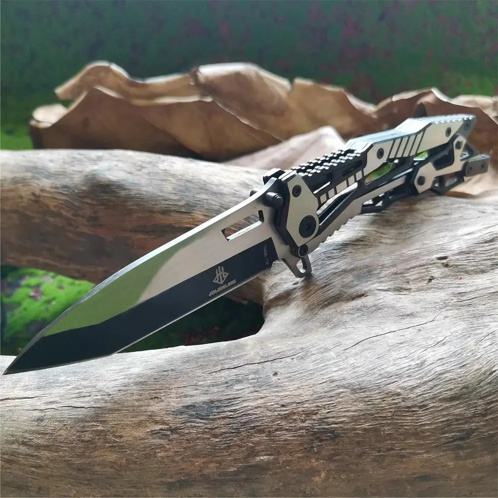 Skeleton Design Mechanical Folding Pocket Knife - All-Steel Construction, Slim Size, Oxford Cloth Bag, Camping Portable, EDC Survival Tool, Multipurpose Survival Hand Tool, Tactical Hunting & Everyday Use, Camping Portable Knives, Portable Multipurpose Kn
