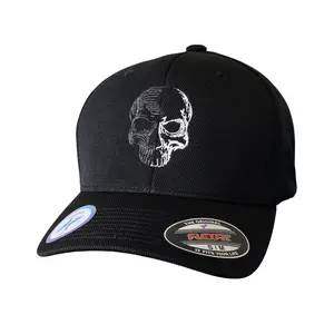 Black Flexfit Never Fade Two-Tone Skull Fitted Cap