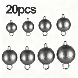 20pcs High-Quality Fishing Sinkers, Round Baitcasting Sinkers, Quick-Attach Hooks, Texas Rig Accessories, Outdoor Fishing Gear