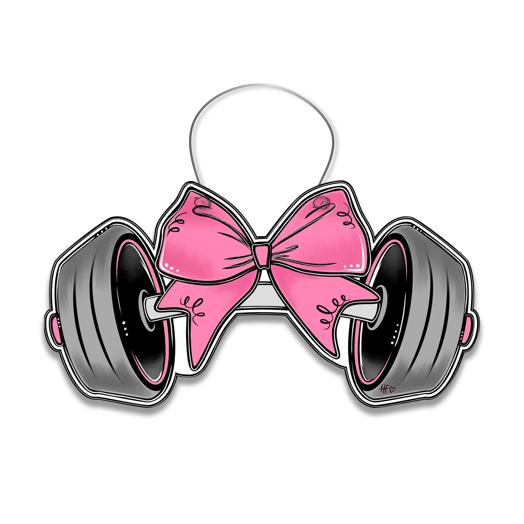 Pink Barbell-and-Bow Door Hanger, Festive Decor Ornaments for Room Decor