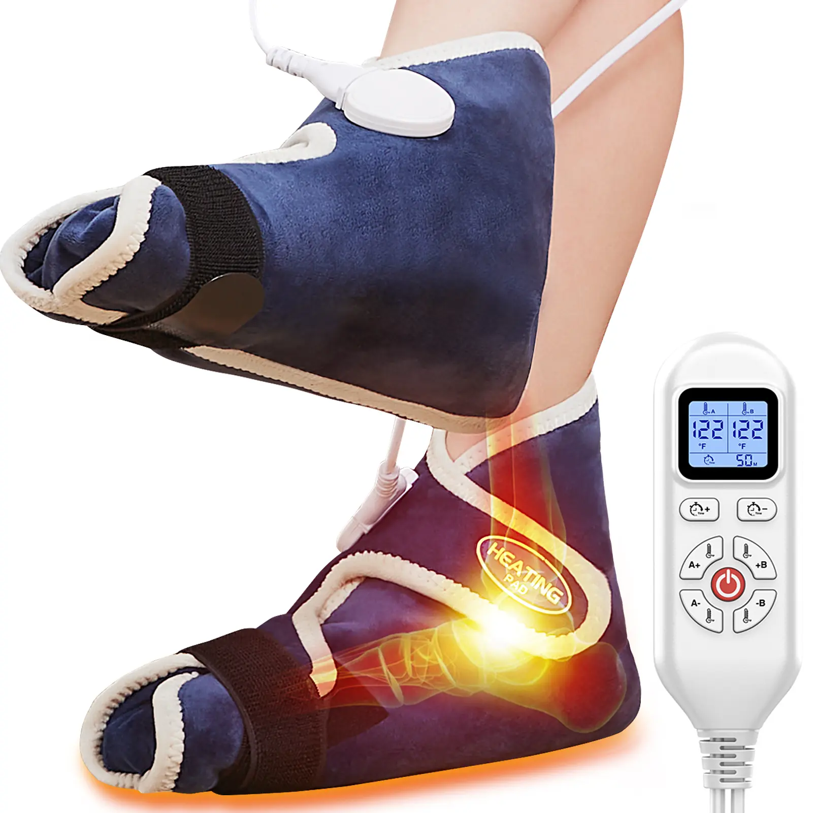 AOKEBO 1 Pair Foot Heating Pad for Feet Neuropathy, Heated Foot Warmers for Women Men, Under Desk Plug in Foot Heat Therapy Pad for Feet & Ankles Plantar Fasciitis Pain Relief, 86-158℉ Temperature   Adjustable