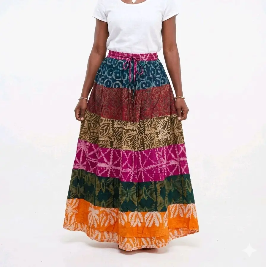 Lady's #005 Adire Skirt - Dress-Inspired Versatile Bottom for Everyday Wear, Bohemian