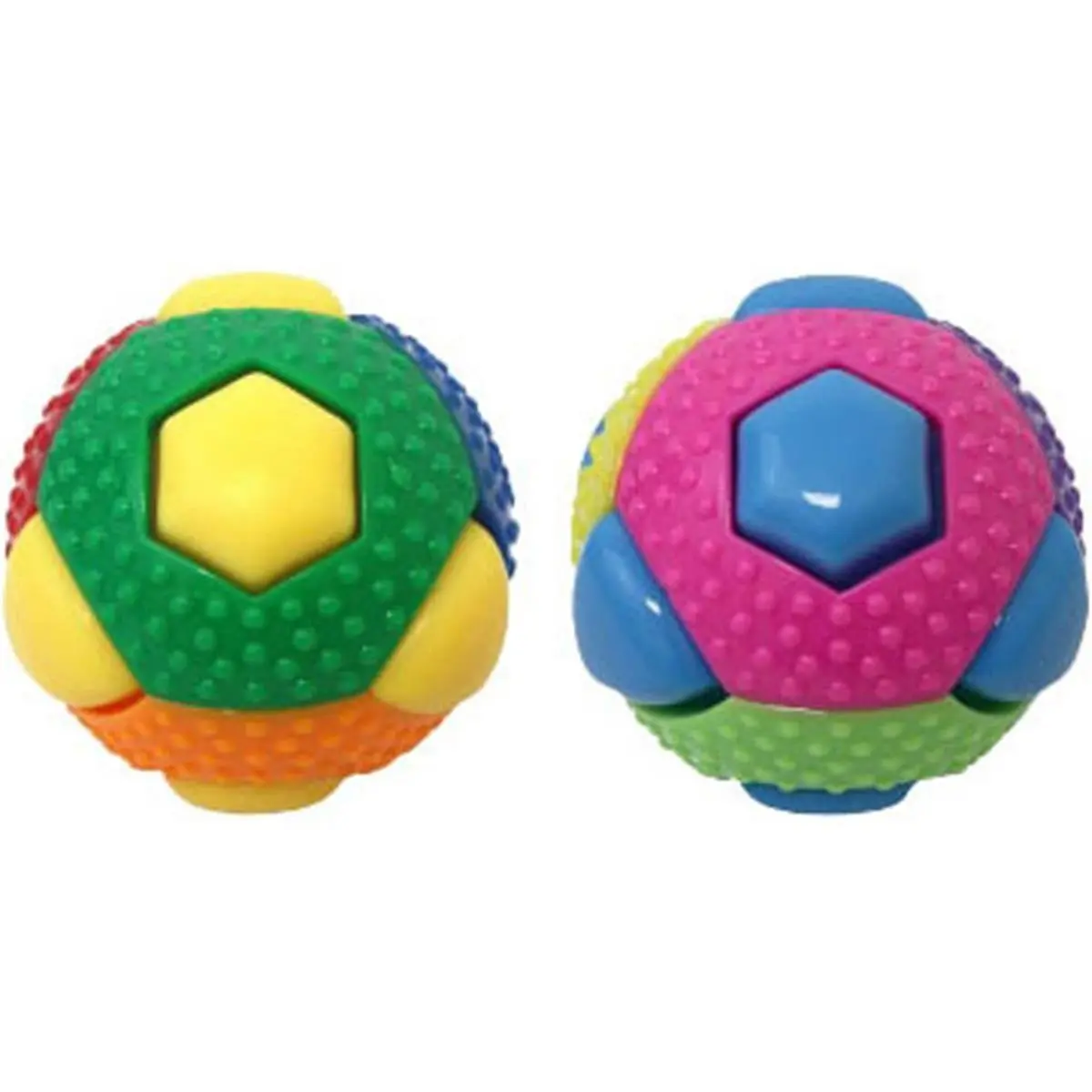 Multipet International 51486 Theo Battery-Free TPE Chewable Squeeze Ball Toy, 8 Squeakers, Assorted Color, Ball Toy Balls, Battery-Free Ball-Shaped Balls