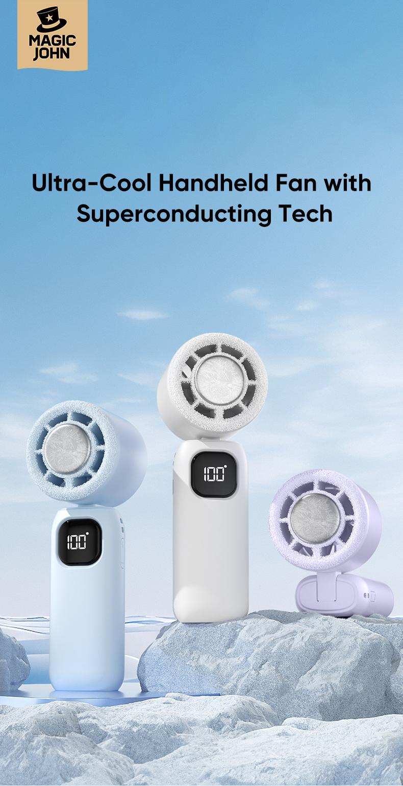 MAGIC JOHN 3 in 1 Mini Handheld Cooling Fan, 100 Speed Wind Power & Ice Cooling Function, Small Foldable 3-IN-1 Neck/Desk/Hand Fan, Pocket Design for Travel/Summer/Concerts/Lash, Gifts for Girls