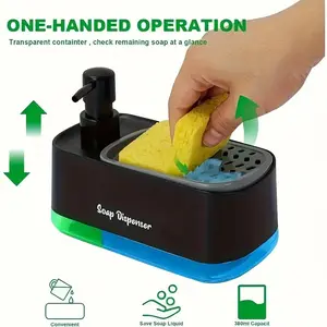 Multifunctional Dish Soap Pump Dispenser Set with Integrated Sponge Holder, BPA-Free Leak-Proof Plastic, Bathroom, Perfect Gift