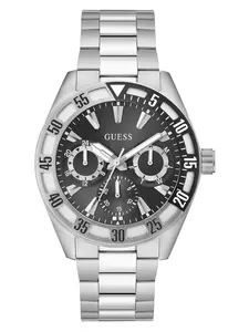 GUESS Male Silver-Tone and Black Multifunction Watch
