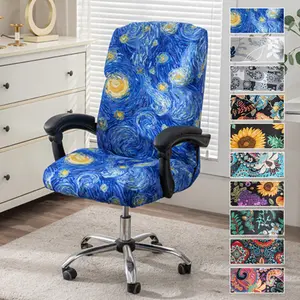 Washable Zippered Office Chair Cover, Stretch Durable Fabric Slipcover for High Back Computer Chairs, Easy to Install