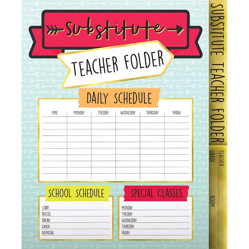 Carson Dellosa CD-136020-6 Aim High Substitute Teacher Printed Paper Folders - 6 Count Office Accessories, Clean Layout, Easy-to-Use, Sturdy Pocket, Stylish Design for Classroom Organizing & Info Organization
