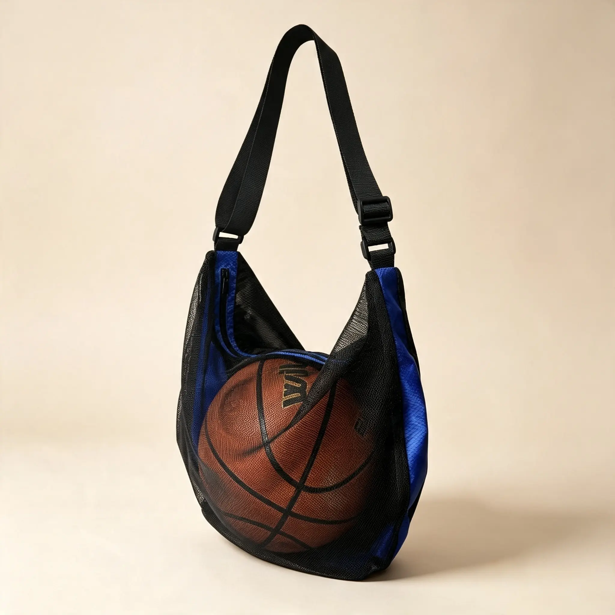 Jusenda Men's Mesh Texture Shoulder Sling Bag with Adjustable Strap, Lightweight Design, Zip Closure - Basketball Training & Outdoor Sports Ball Storage Bag