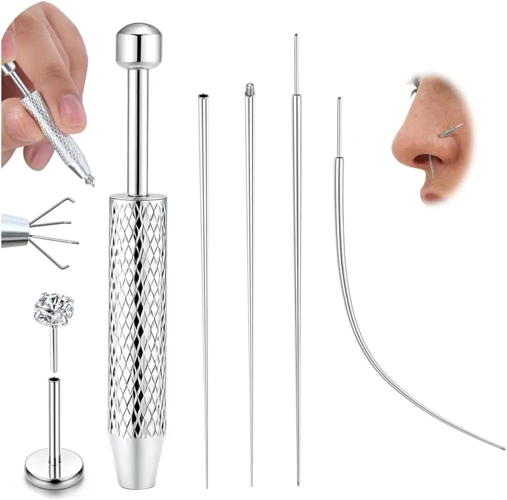 LOLIAS G/G/G/G Piercing Taper Insertion Tool ASTM F Titanium Piercing Threader Tool for Threaded Push In Threadless Labret Tragus Helix Conch Piercing Jewelry Cartilage Earring Lip Nose Studs Piercing Changing Stretching Kit Assistant Tool