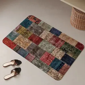 Bohemian Vintage Persian Color Block Diatomaceous Earth Mat – Intricate Ethnic Motifs Meet Modern Absorbency. Slip-Resistant, Rapid-Dry, Ideal for Bathroom Entrances, Kitchen Doorways, and More – A Stylish Step Mat for Every Home