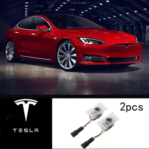 💡🚗 2 Pcs Tesla Interior Welcome Light | For Model 3/Y/S/X ✅ Dual Lens HD Projection ✅ Plug-and-Play ✅ Fade-Resistant Durable | Interior Upgrade Essential Led Lights Car