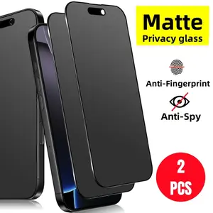 2 Pcs Matte Privacy Tempered Glass Screen Protectors Compatible With IPhone 17 16ProMax/15/14/13/12/11/XR/X/XS, Anti-Fingerprint, Anti-Scratch Protection