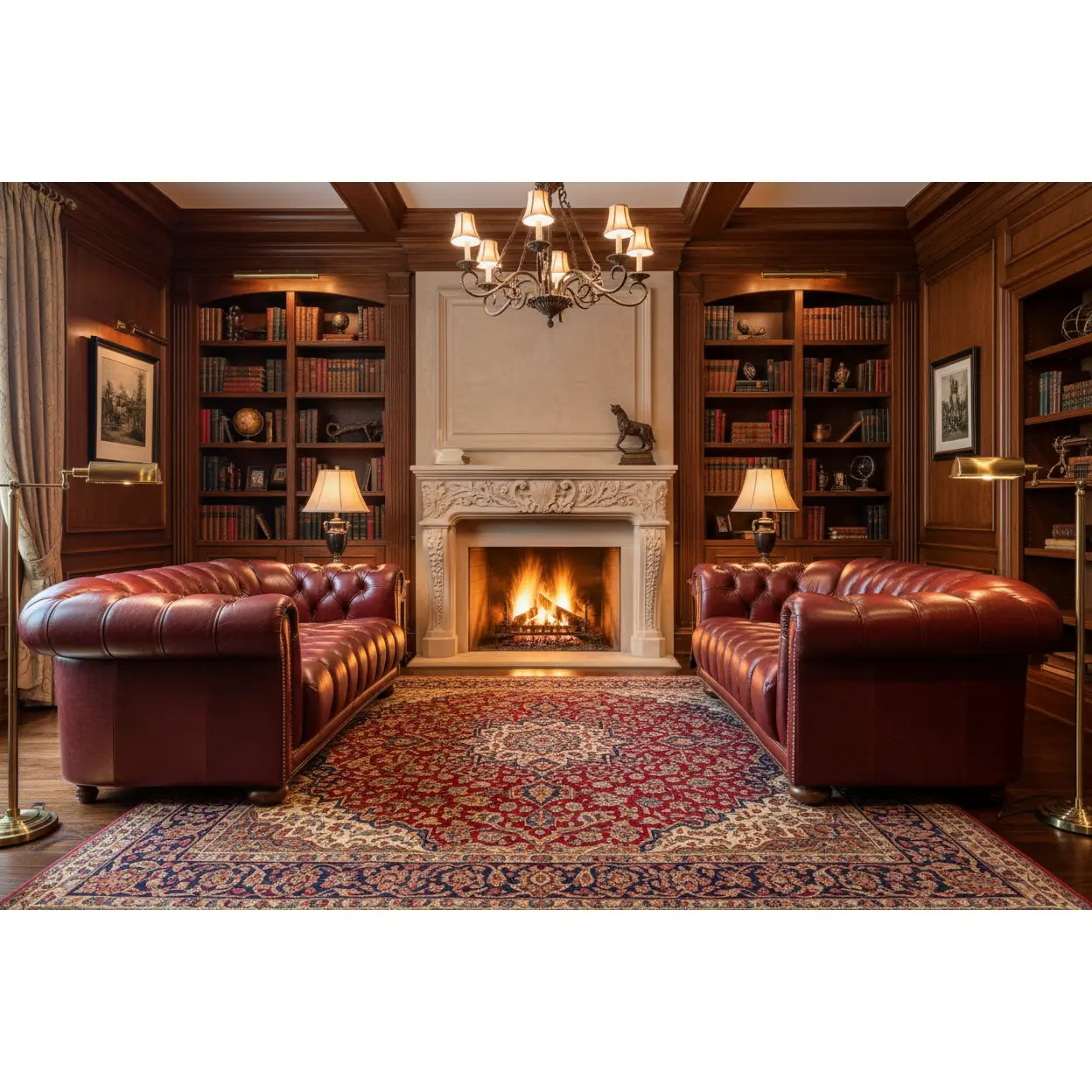 Flexsteel Chesterfield - Red Leather Tufted Sofa - 2 Available