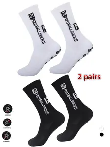 2 Pairs of Unisex Crew Sports Socks with Letters, Comfortable, Breathable, Sweat-Absorbent & Anti-Slip Soccer/Basketball Socks, Suitable for Outdoor Matches, Training, and Versatile Sports Wear, Perfect for All Seasons.