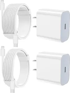 6FT Super Fast Charging 2-Pack Type-C Wall Charger Block with 2-Pack USB-C to Lightning Cable for iPhone 14/13/12 AirPods Pro Mobile Smartphone Device Cellphone