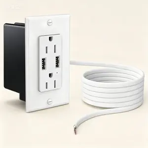 Recessed Power Box with 2 AC/USB Ports & 8 ft Extender, Hide TV Cords & Cables, Tool-Free Installation Kit, In-Wall Outlet Relocation for Unreachable Sockets, White, Easy Mount Power Outlet Cover