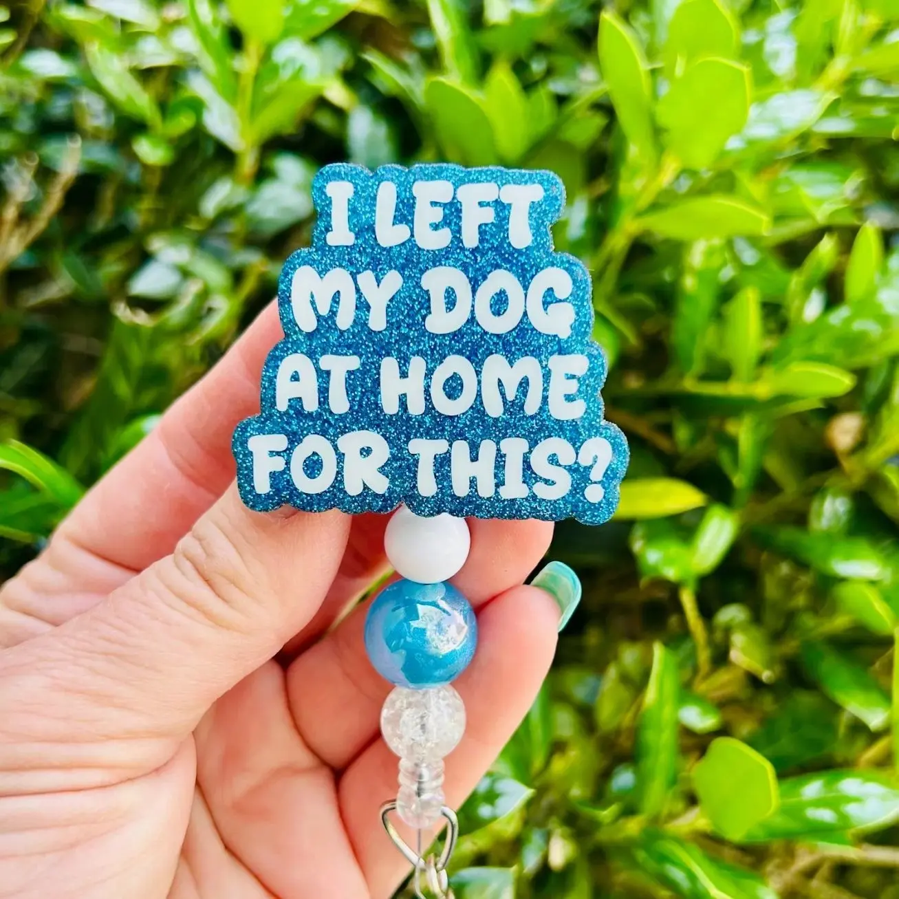 Funny Dog Badge Reel: Glitter ID Holder for Veterinary Staff