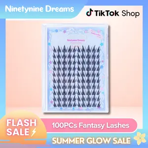 Ninetynine Dreams 100PCs Fantasy Lashes | Dramatic Spiky 10–16mm C+ Curl Manhua Anime Style DIY Lash Clusters — Waterproof, Long-Lasting, Reusable & Pre-Mapped Beginner-Friendly with Ultra-Thin Black Band False Eyelashes For Bold Eye-Catching Looks